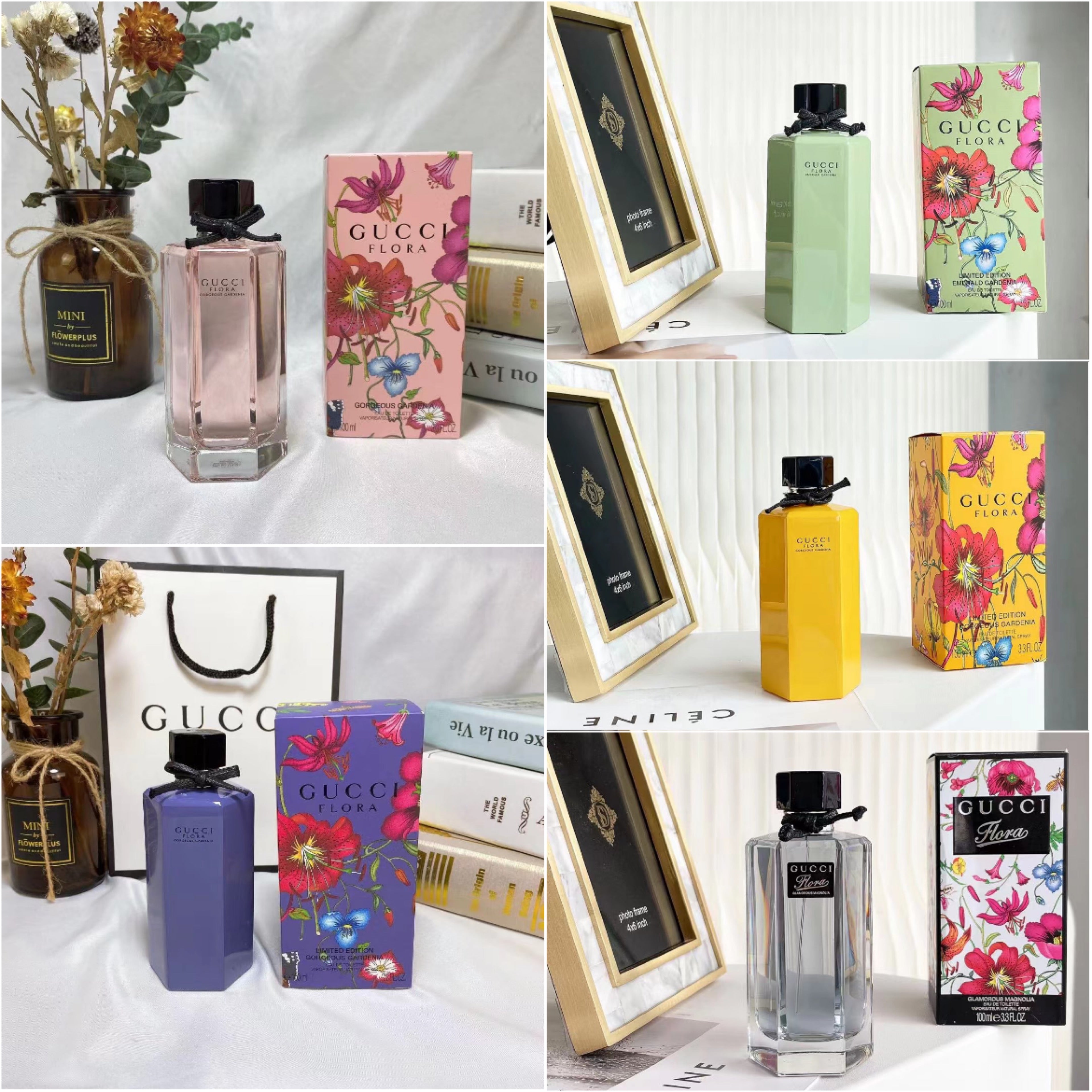 Dupe GUCCI Flora perfume 100ml Pink Yellow Green Grey Purple 5 fragrances All With Retail Box