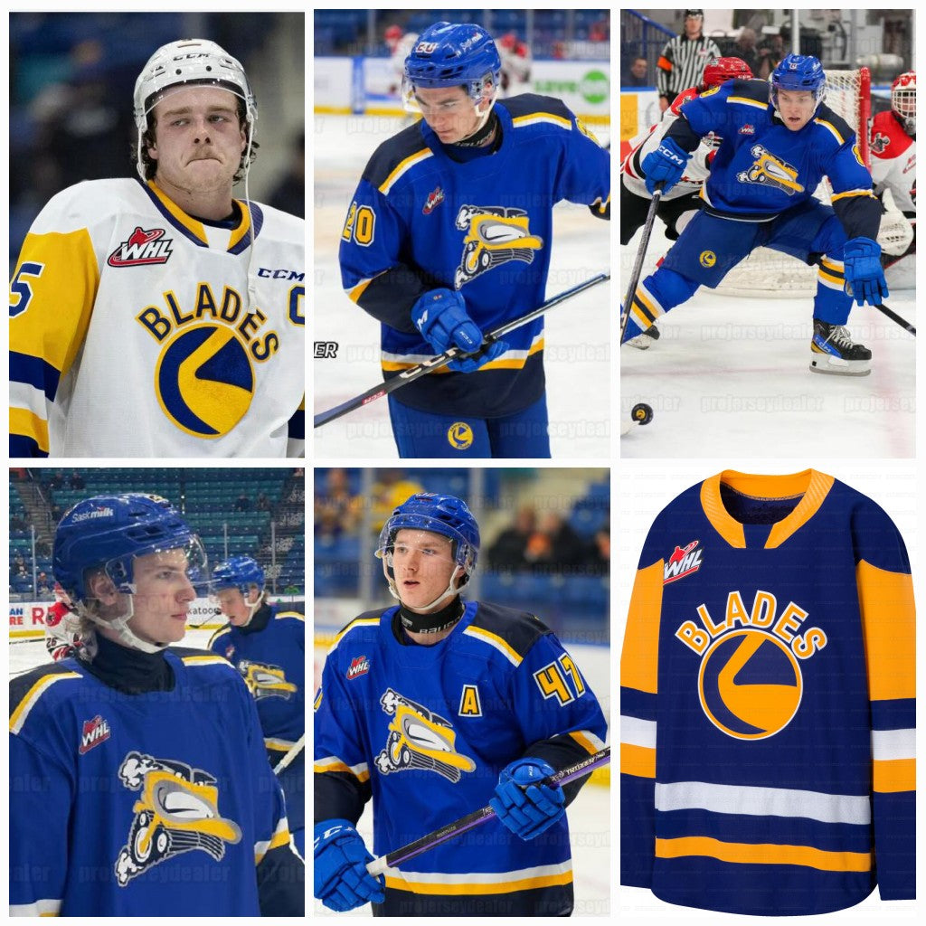 Saskatoon Blades 2024 Hockey Jersey WHL Trevor Wong Yegor Sidorov Tanner Molendyk Brandon Lisowsky Charlie Wright Tyler Parr Ben Saunderson Easton A