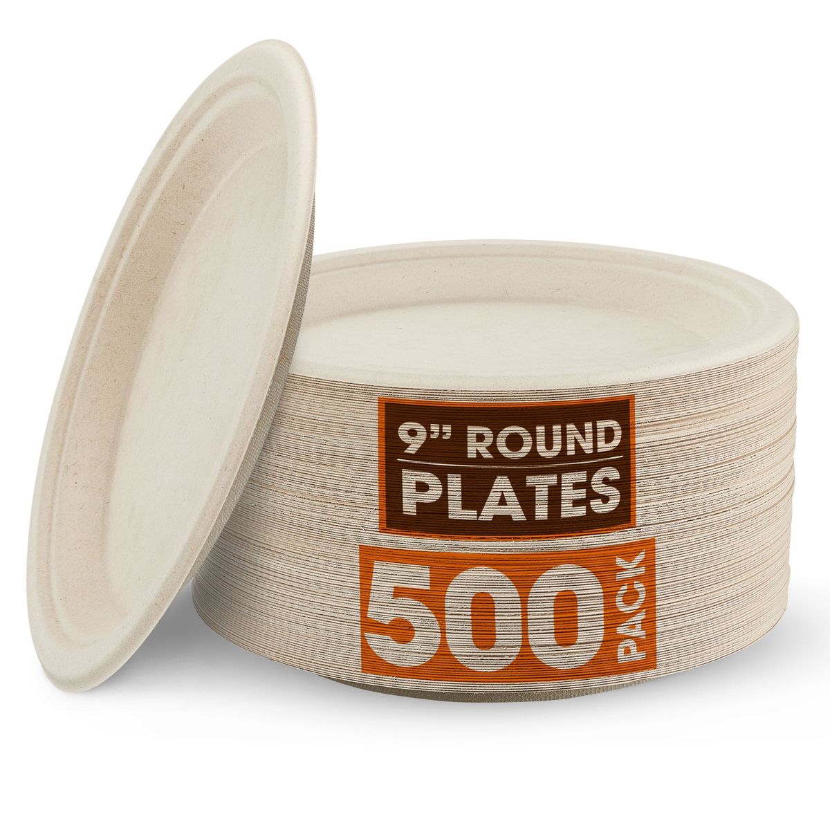 Cheer Collection™ 9-Inch Compostable Plates (100- to 500-Pack) - 500pk