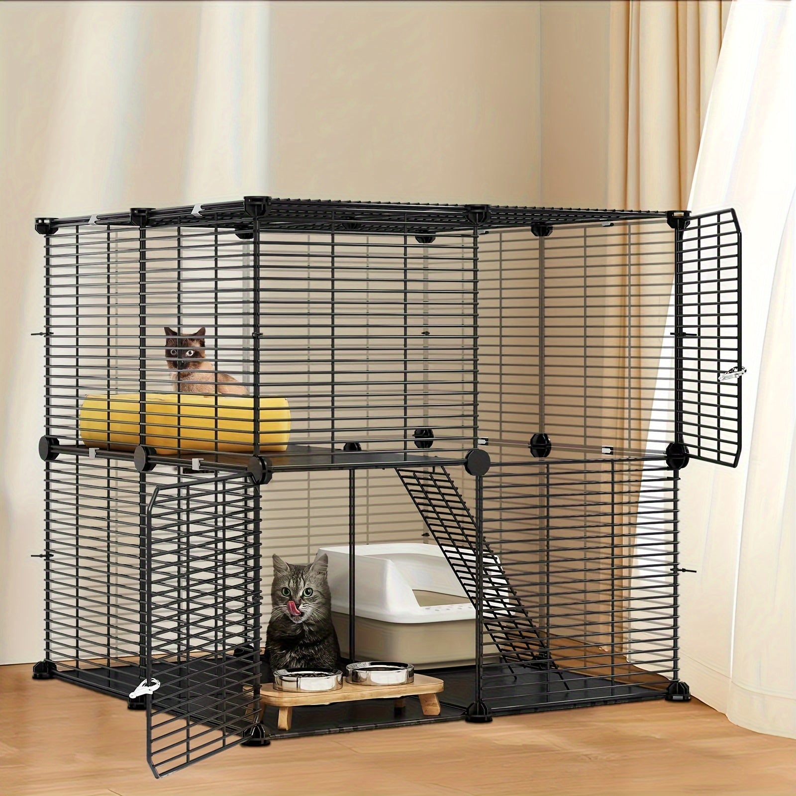 TEMU Cat Cage 2-layer Indoor Cat Shell Kitten Cage Diy Pet Fence 1-2 Cats