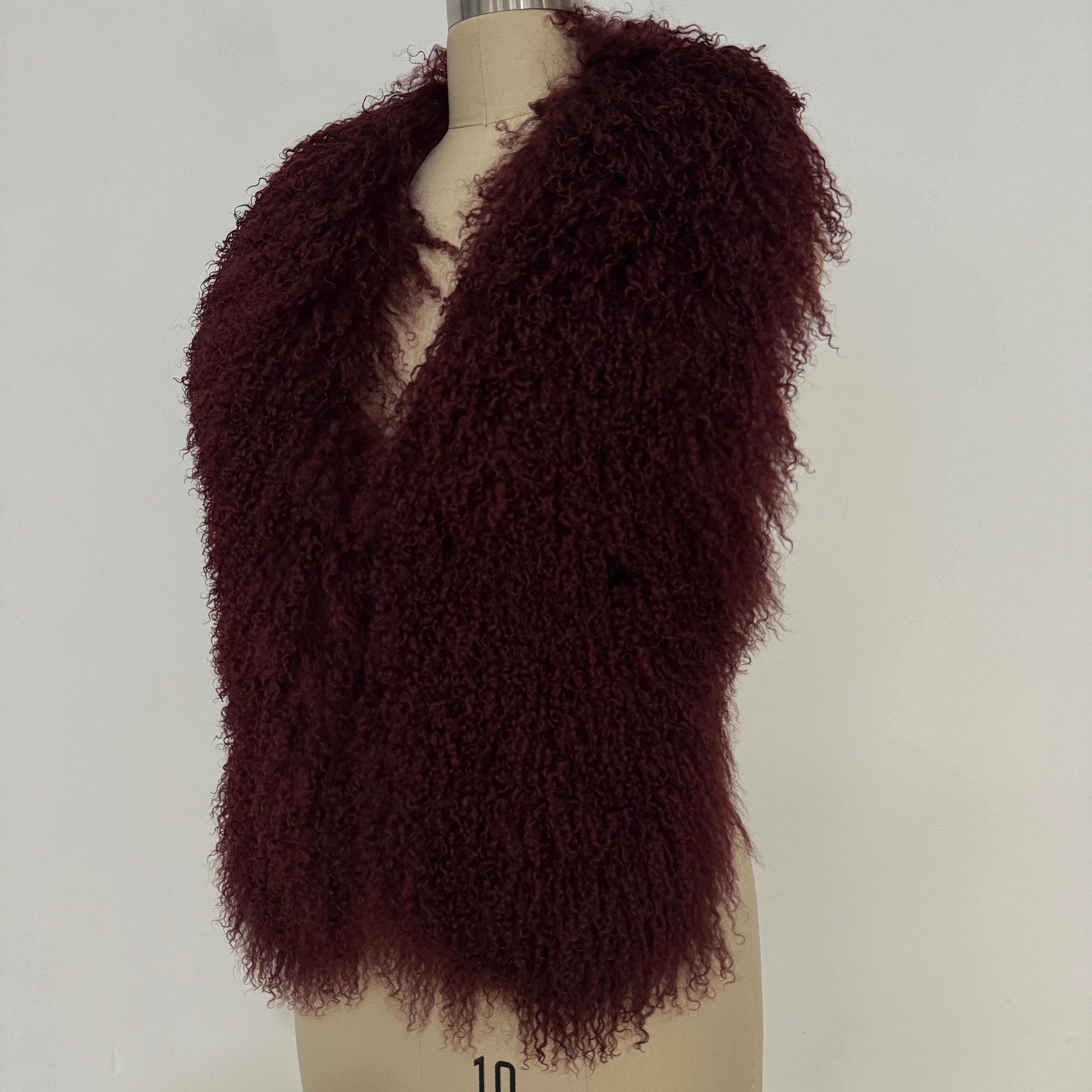 Fluffy Luxury Real Mongolian Fur Halter Vests Women Solid Deep V-Neck Backless Bandage Sleeveless Jackets Top Outerwear Coat
