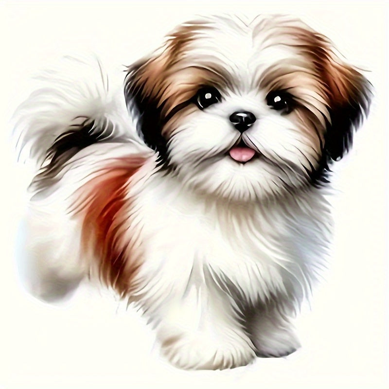 TEMU 6-inch Fluffy Puppy Vinyl Decal - Cute Puppy With Eyes, Self-adhesive Stickers For Cars, Laptops, Phones, Windows, Motorcycles - No Residue