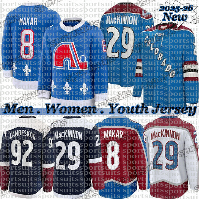 2025-26 New jersey # 29 Nathan MacKinnon Jersey Colorados Hockey Jersey Avalanche Jersey #8 Cale Makar #92 Gabriel Landeskog #96 Mikko Rantanen Jers