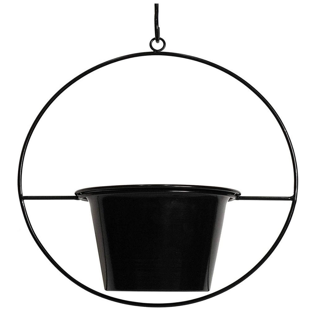 6-Inch Metal Hanging Pot Wall Planters - Black