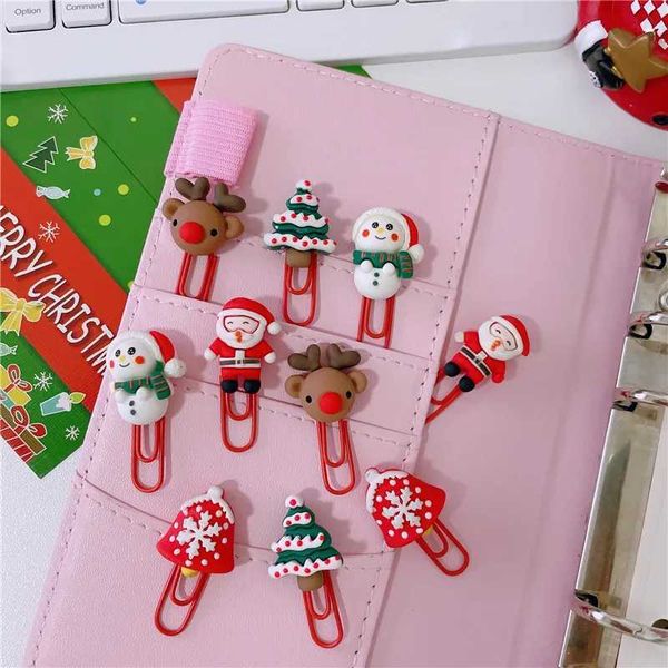 Kawaii Christmas Paperclips Mini Cute Tickets Photo Clips Notebook Planner Bookmarks Kids Gifts School Office Binding SuppliesXJ241029