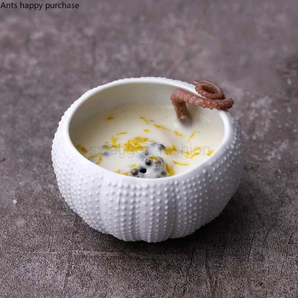 White Ceramic Plate Sea Urchin Shape Dessert Bowl Restaurant Dinner Plate Fruit Salad Bowl Decorative Bowls Dish Home TablewareB270723