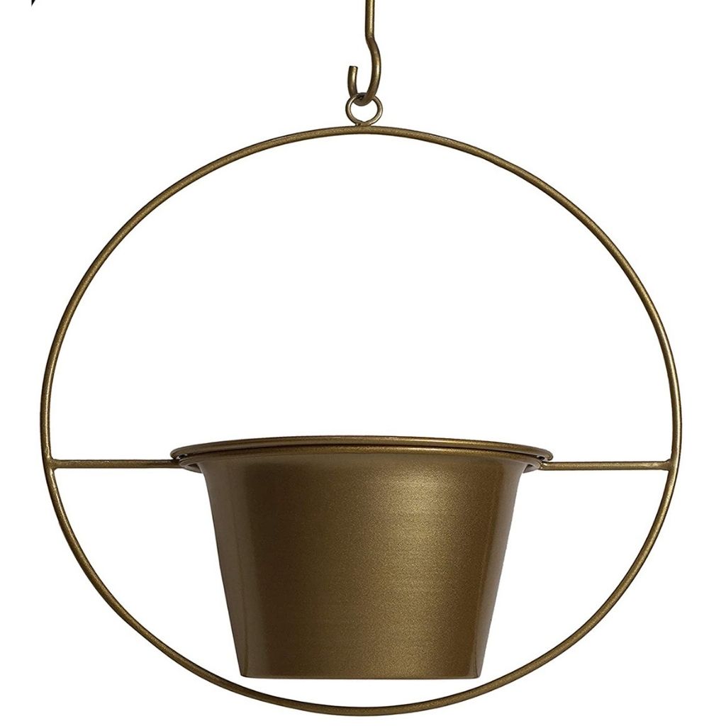 6-Inch Metal Hanging Pot Wall Planters - Gold