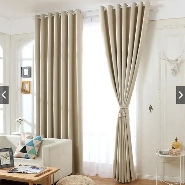 Solid Color Blackout Curtains For Living Room Window Bedroom Fabrics Ready Made Finished Drapes Grey Cream Sheer Curtains 250113