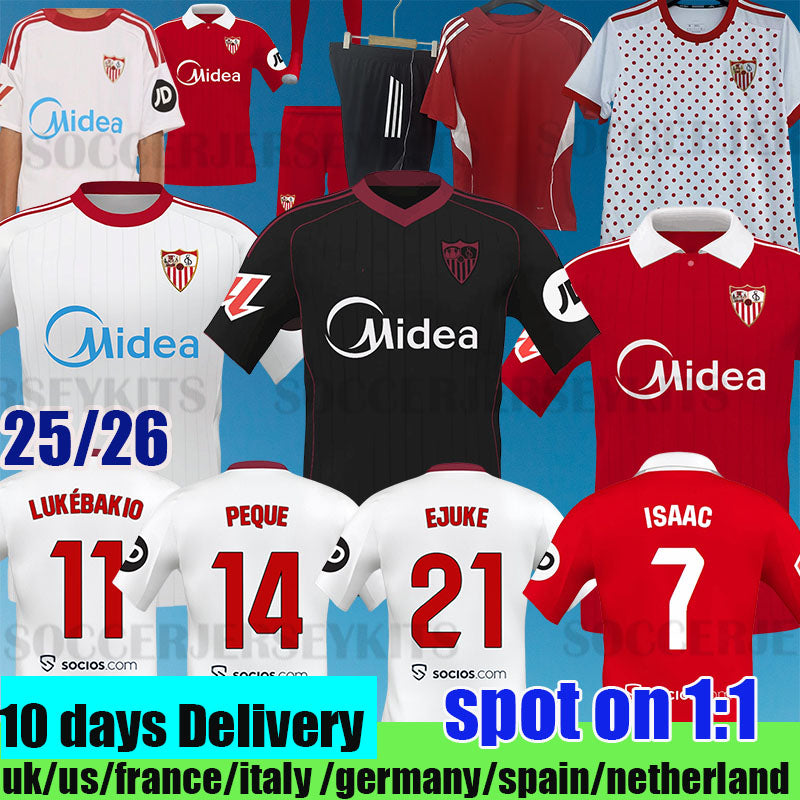 25 26 Sevilla soccer jersey SERGIO RAMOS SOW FC football shirts J. NAVAS 16 Men kits Kids Equipment camiseta sevilla fc football jersey 2025 2026 Se