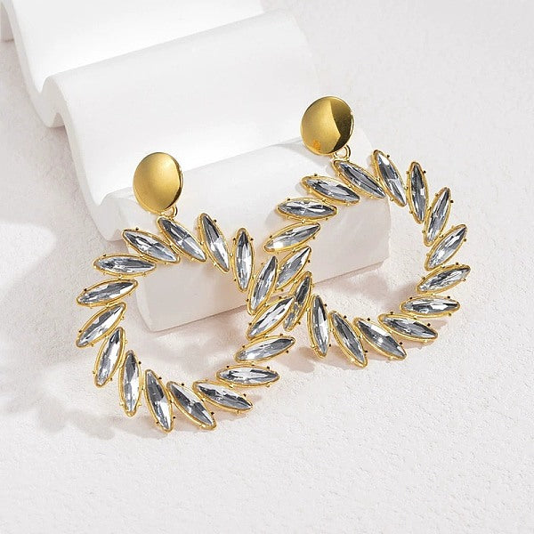 Boucles d'oreilles pendantes en verre et acier inoxydable 304 pour femmes