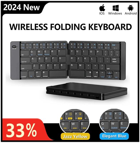 Keyboards Mini Foldable Wireless Keyboard Ultra Slim Portable Bluetooth Keyboard Rechargeable Folding Keyboard for Windows Android IOS J2412