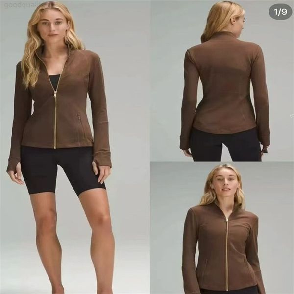 Sports Yoga Jacket Yoga Sports Sports Jacket Zipper Zipper Sports Sports Sportswear Top Top Solid Color Gold Zipper Sportswear