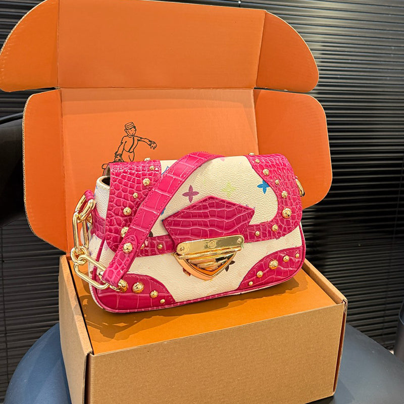 Rivet splicing Flower Women s Designers Bags Danube Totes Handbag Wallets Purse Card Holder pouch Laptop Messenger Bag Pocket 41177 23cm