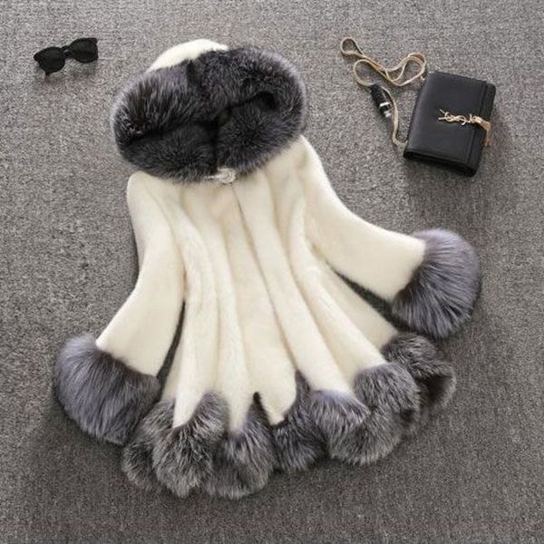 Long Coat Faux Fur Jacket Women Coats Hoodies Thicken Warm Elegant Loose Outerwears Korean Fashion Autumn Winter Female Overcoat