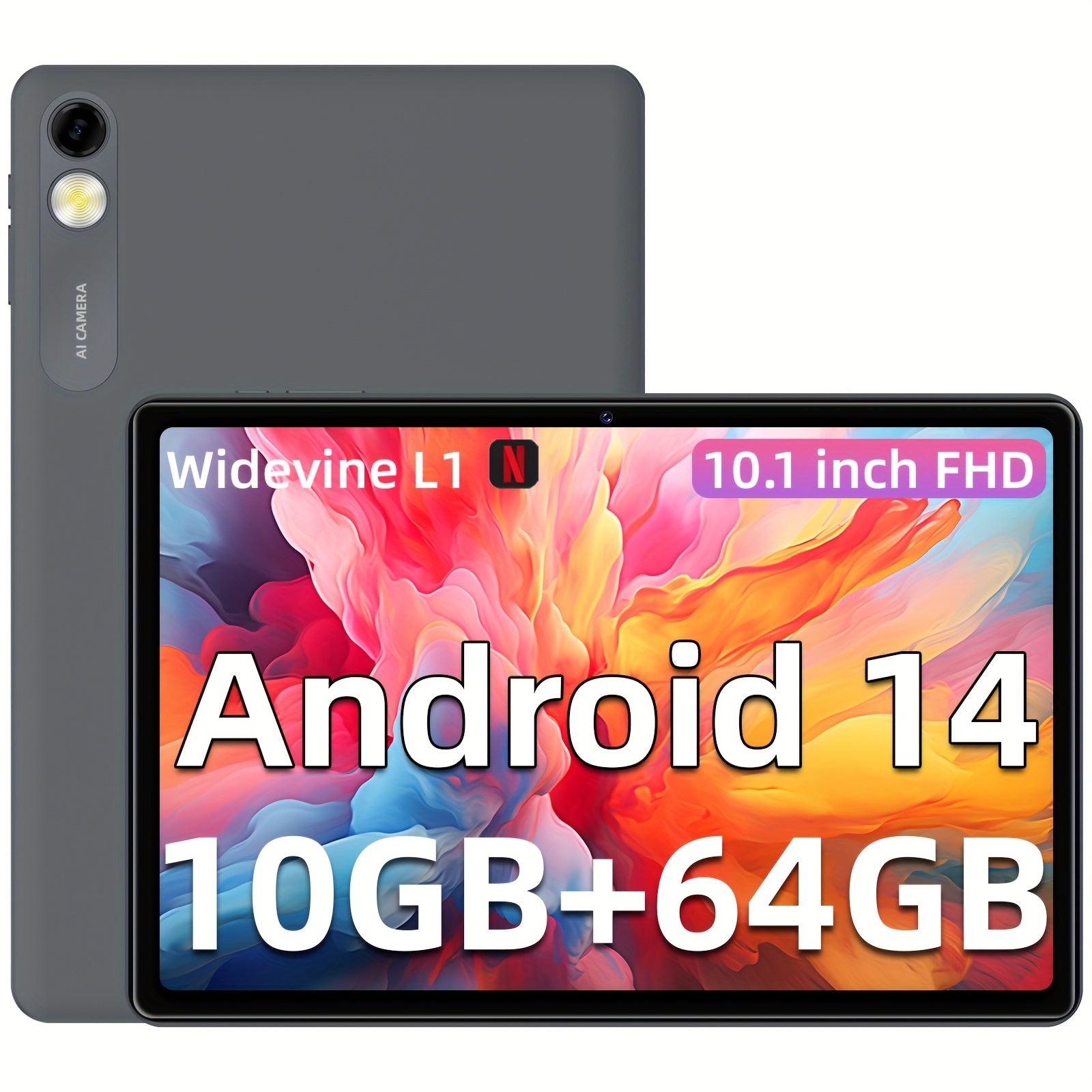 TEMU 10.1-inch Tablet, 14 Tablet, T606 Core, 10 (4+6 Expansion) Gb , 64gb Rom, 1tb Sd Expansion, 6000mah Battery, 1280x800 High-definition Touch