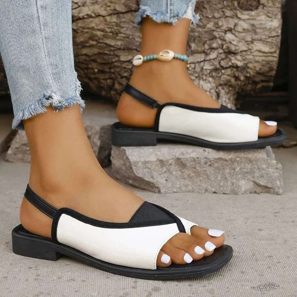 2024 High Quality Shoes for Slip-on Women&#039;s Summer Daily Sandals Women Fashion Square Toe Set of Toes Flat Sandal dhshoesad