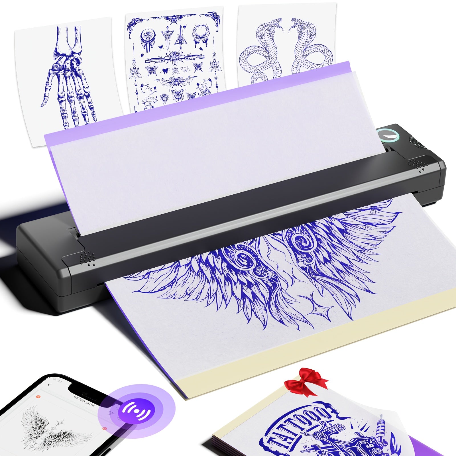 TEMU Wireless Mini Tattoo Transfer Printer - No Ink Required, Portable And , Compatible With Smartphones And Pc Terminals, And Carry, Ideal For And