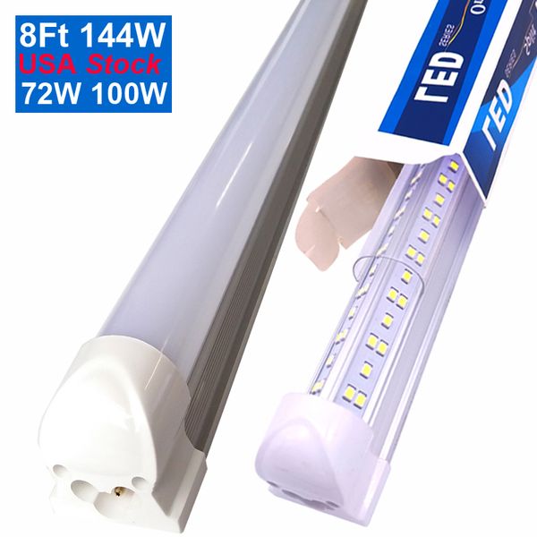 Energy Saving T8 Integrated Led Tube Lamp 110V 220V 7200lm 10000lm 14400lm 15000lm Bulbs 72W 100W 144W 150W Led Wall V-Shape Fluorescent Lig