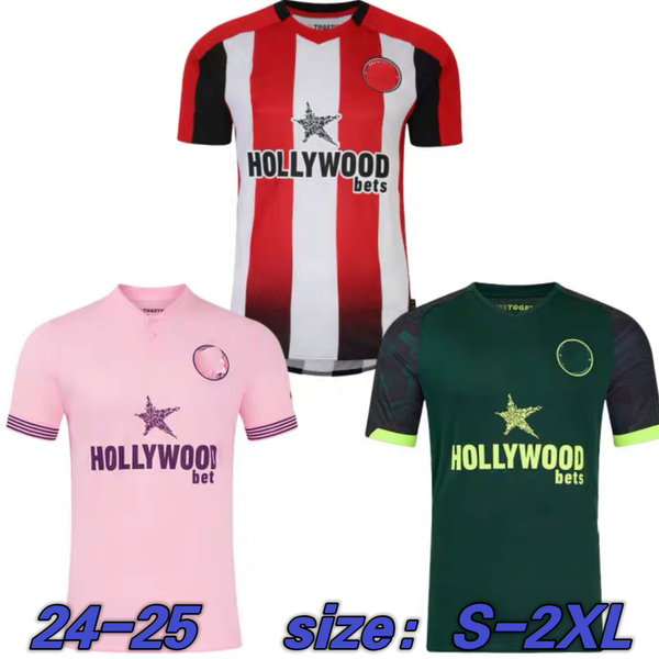 24 25 brentfords fc home away soccer jerseys 2024 2025 adult WISSA toney MBEUMO AJER henry SCHADE football shirts men kids kit