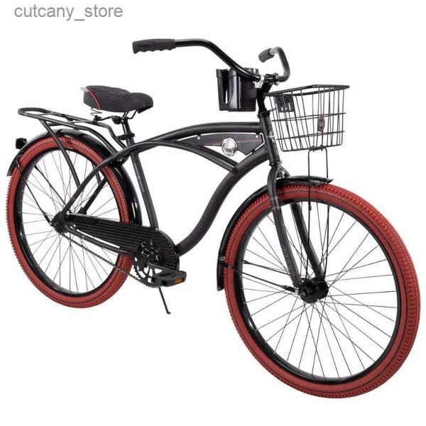 Bicicletas Ride-Ons Huffy 26 Nel Lusso Mens Cruiser Bike Matte Black Bicyc Carbon Road Bike Bicycs Bikes L240319