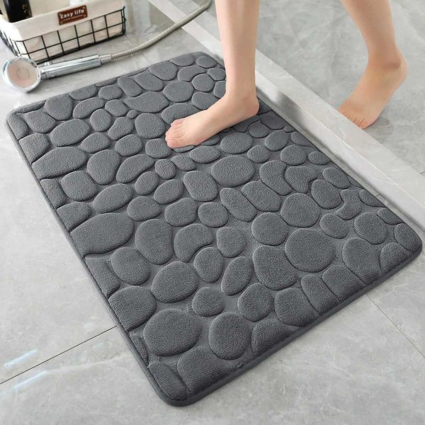 50*80cm Bathroom Bath Mat Non Slip Carpets Cobblestone Embossed Pebble Bath Rug Basin Bathtub Side Floor Rug Shower Room DoormatC241227