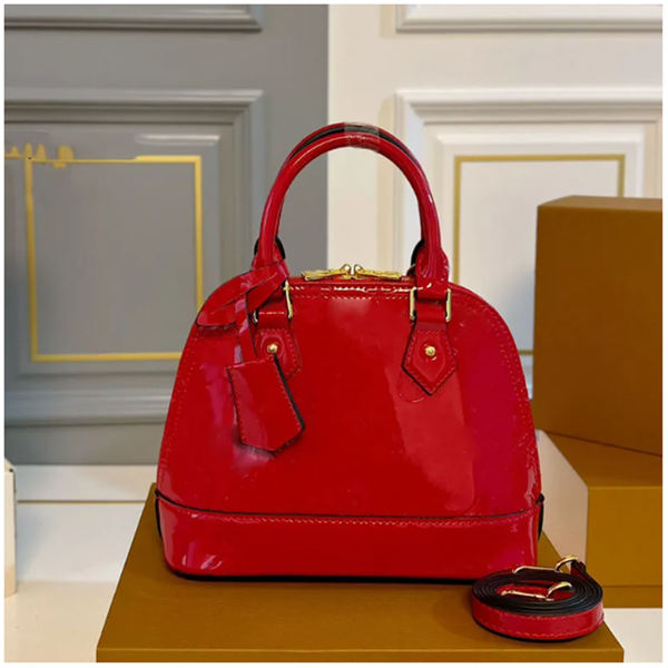 Shell Women Luxurys Designers Bags Patent Leather Totes Handbag Wallets Bag Messenger Purse Card Holder pouch Messenger Bag Coins Bag 24cm