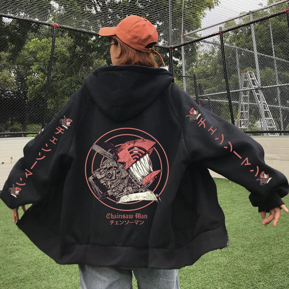 Man Chainsaw Anime Sweatshirt For Men And Women Harajuku Zipper Jacket Pullover Oversize Zip Up HoodiesDenji Printed Hoody 250916