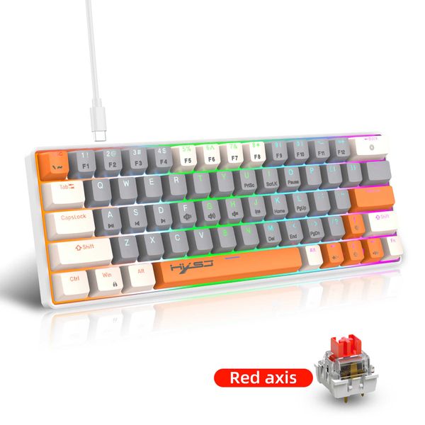 Keyboards 63 key portable 60% mechanical gaming keyboard RGB backlit compact mini gaming keyboard S25210