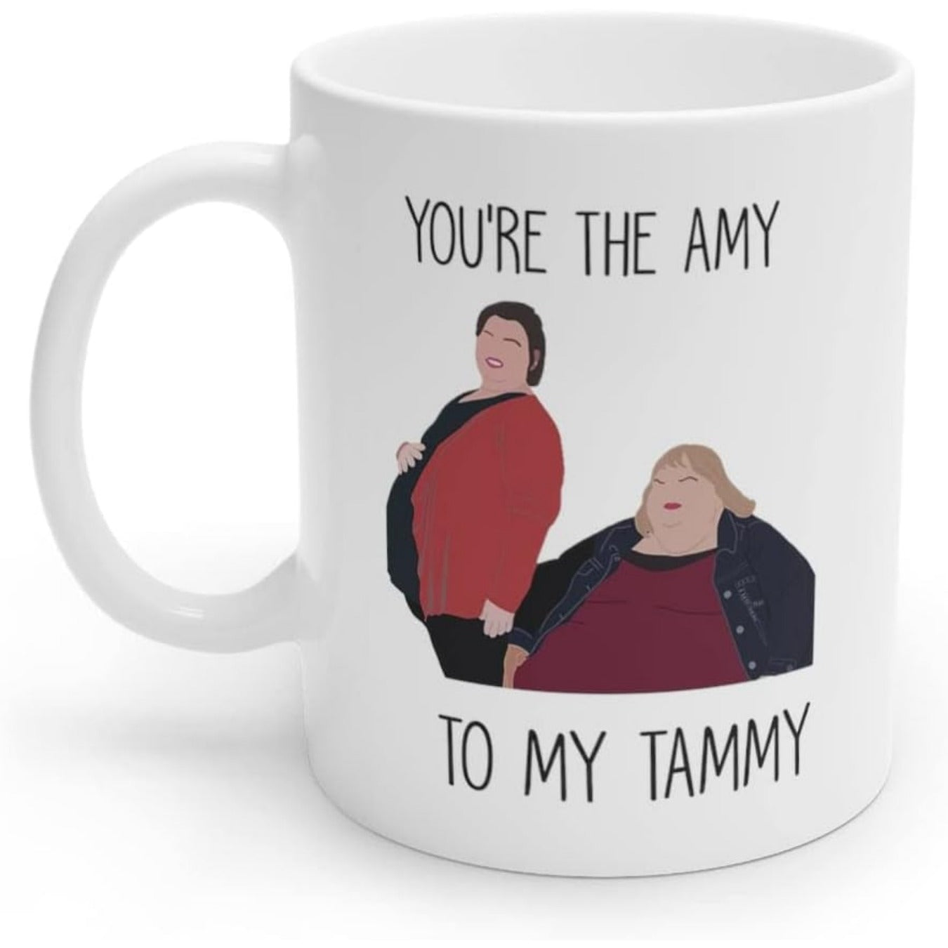 TEMU You're The Amy To My Mug - Sisters In Coffee, Tea, Or Chocolate Cup - 11oz White Mug With Pink Handles & Rim - Perfect Gift For Her Or Him