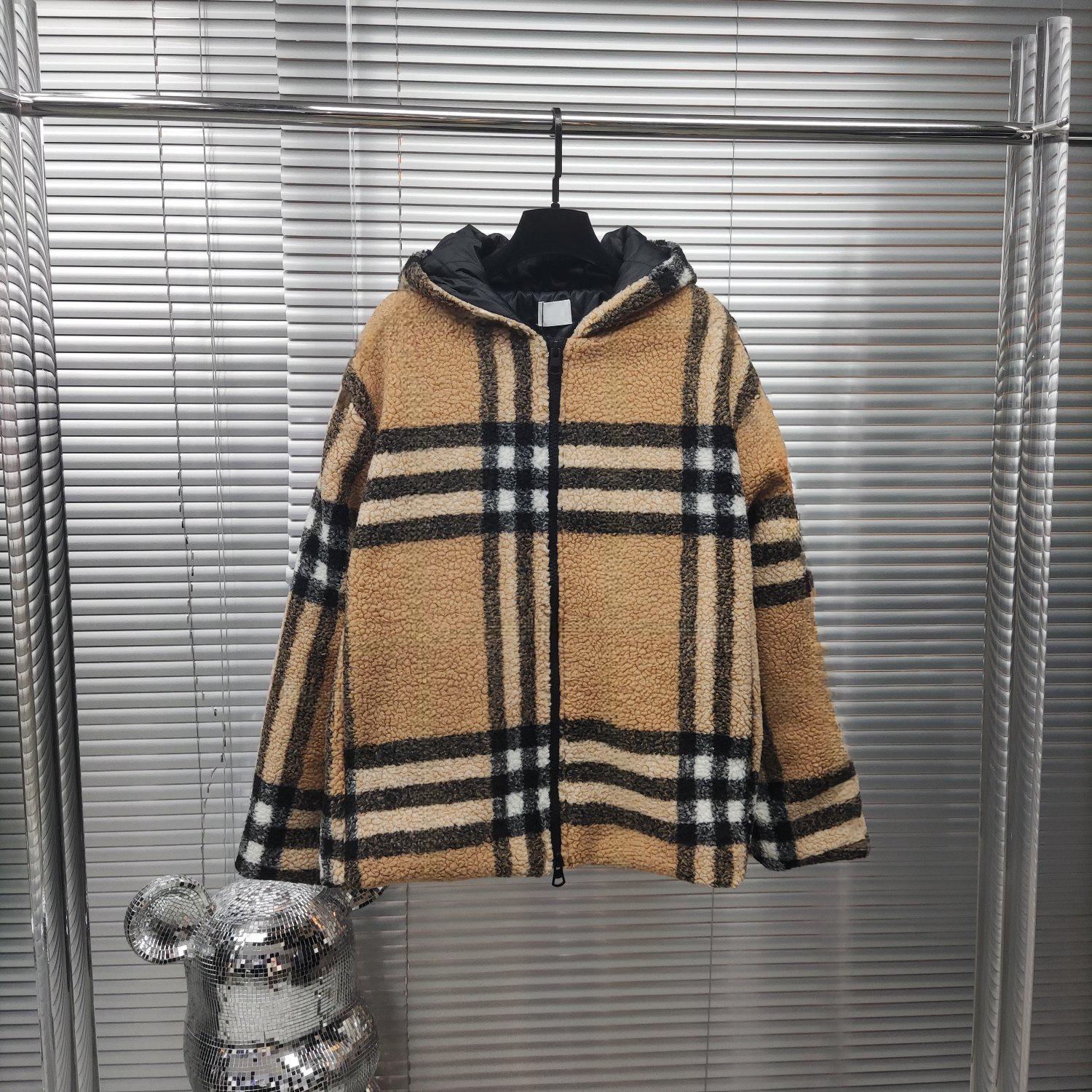 Designer Tech Fleece Women Jacket Full printing Winter Stripe Coat Pattern Cotton stand collar Tech Fleece Sweater Lambhair hooded jacket