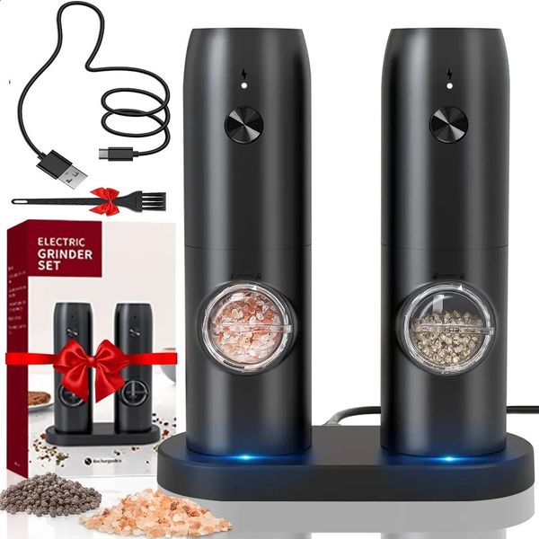 USB rechargeable salt and pepper grinder with adjustable copper color refillable battery power for household kitchen small tools 240817