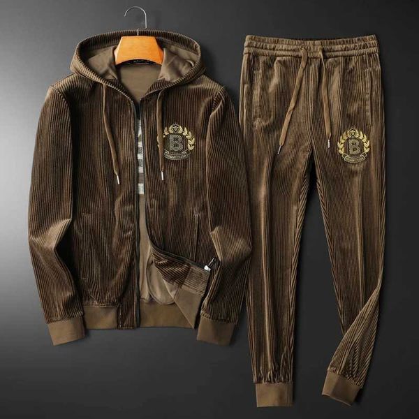 Mensu -trajes Minglu Pleuche Sports and Leisure Mens Clothing Autumn e Winter Longo Moletom com capuz
