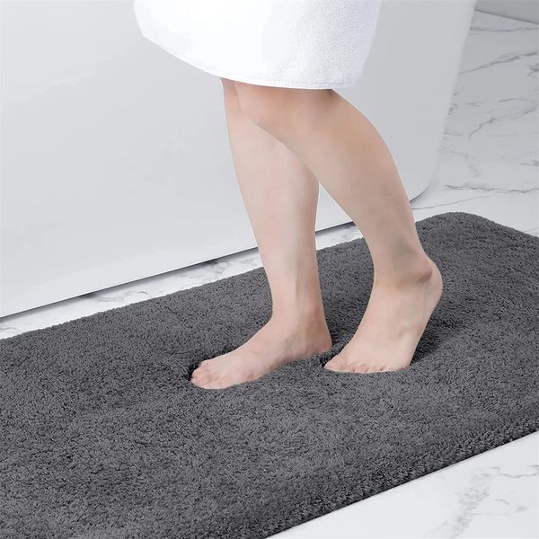 Olanly Bathroom Rug Mat Shaggy Soft Absorbent Bath Rug Non Slip Thick Plush Machine Washable Bath Mat For Bathroom Shower 24x16 250103