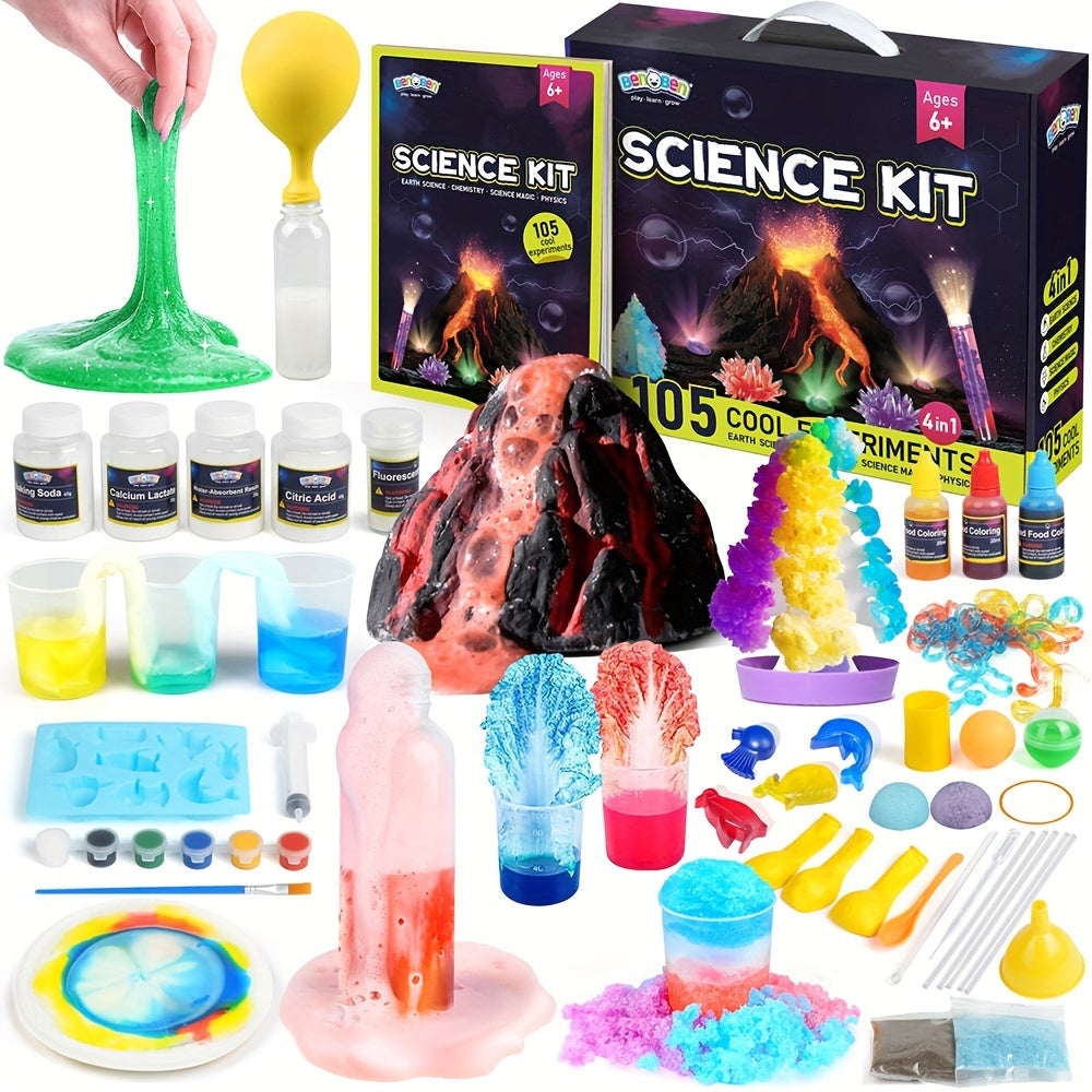 TEMU Benben Science Kit For Kids, 60-105 Experiments, Stem Project Educational Toy With Volcano Erupting, Crystal Growing, Chemistry And Physics Set