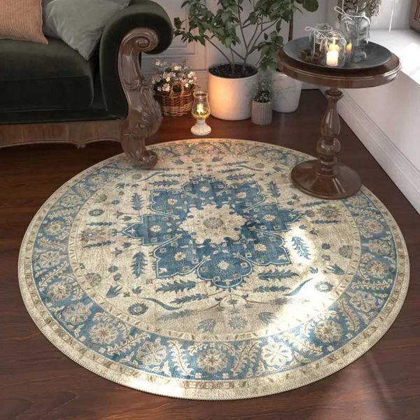 Round Carpets for Living Room Vintage Floral Large Area Home Decor Luxury Bohemian IG Exotic Art Soft Bedroom Polyester Rugs Y250210