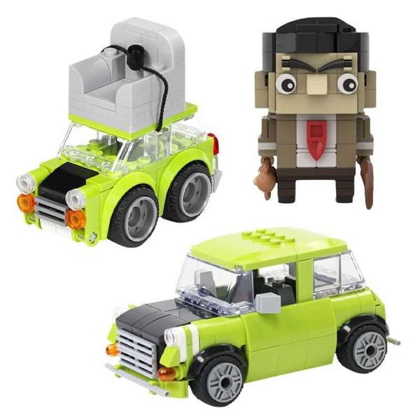 MOC Classic Movie Characters Brickz Building Blocks Set Mr Beans Mini Sports Racing Green Sedan Model Kids Puzzle Toys Gift Z250211