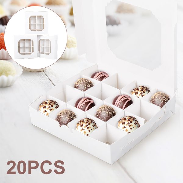 Other Event Party Supplies 20Pcs Party Cupcake Boxes Empty White Gift Candy Boxex Inserts Clear Window and Divider for Chocolate Cake Packag