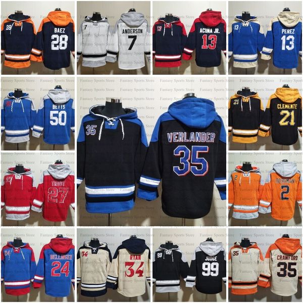 Pullover Hoodie Baseball Jersey 48 Jacob deGrom Buster Posey Harper Derek Jeter Julio Rodriguez Verlander Javier Baez Tim Anderson Bellinger