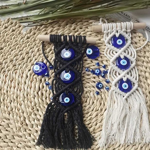 Bohan e Evil Eye Handmade Cotton stry - Turkish Beaded Wall Hanging Decor Woven Wall DecorT250111