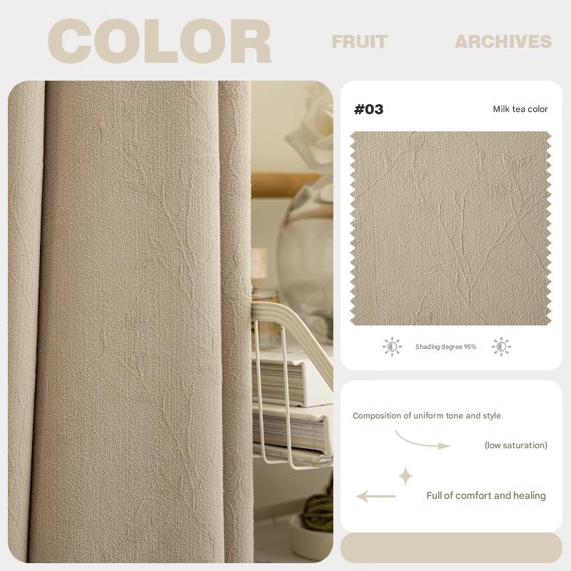 YL-36592 Jacquard chenille cream green curtain blackout fabric 2025 new bedroom high-end living room light luxury modern simplicity