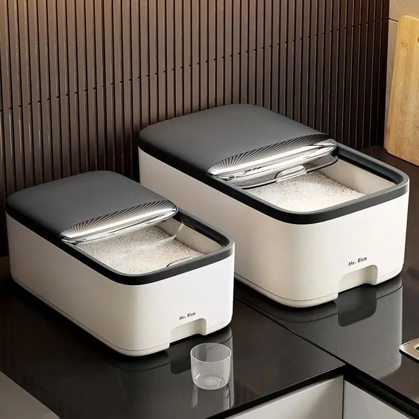 5-10kg rice storage box sealed grain container insect proof and moisture-proof belt sliding lid rice container kitchen rice storage box 2410