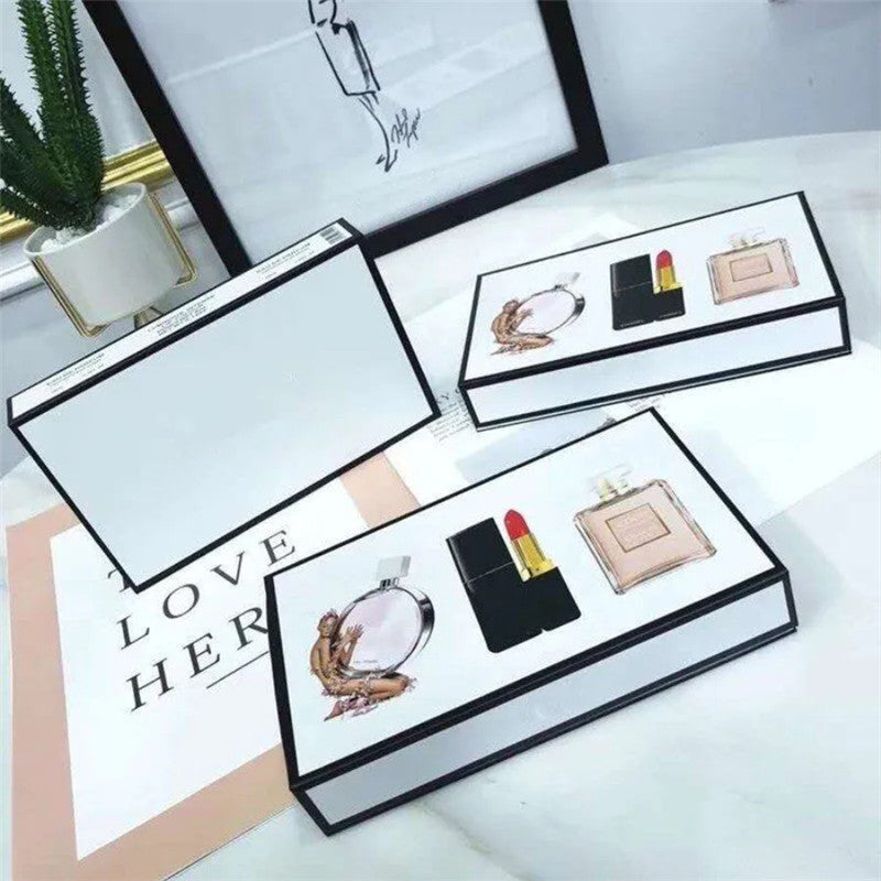 top selling Makeup Set Collection Matte Lipstick 15ml Perfume 3 in 1 Cosmetic Kit with Gift Box for Women Free And Fast Delivery