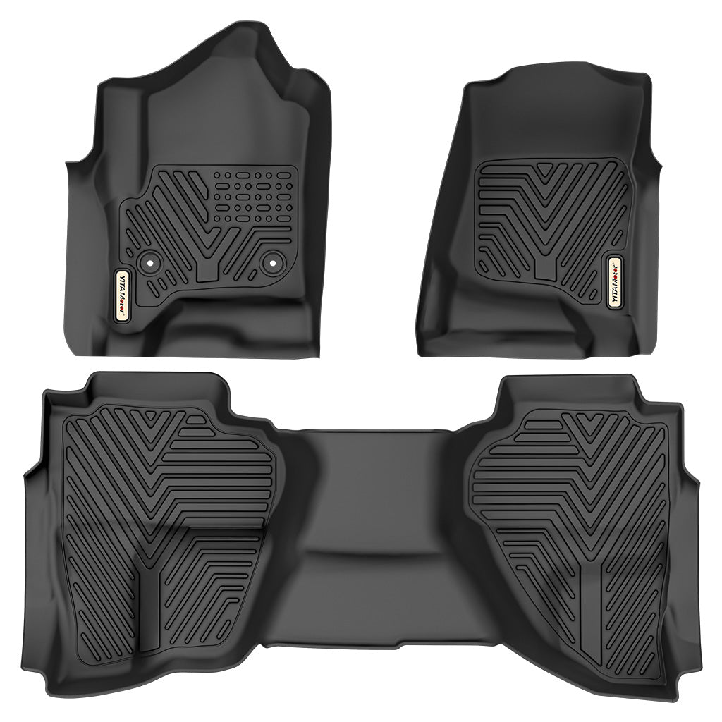 YITAMOTOR® Floor Mats For 14-18 Silverado-Sierra 1500,15-19 2500-3500 HD ,Double Cab Only,1st & 2nd Row