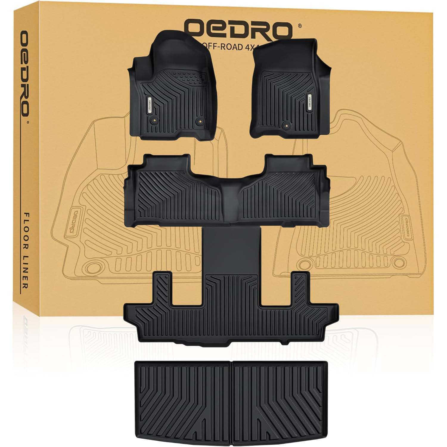 OEDRO Floor Mats & Cargo Liner for 2021-2025 Chevy Tahoe-GMC Yukon TPE All-Weather Floor Mat Liners Only for Bucket Seats
