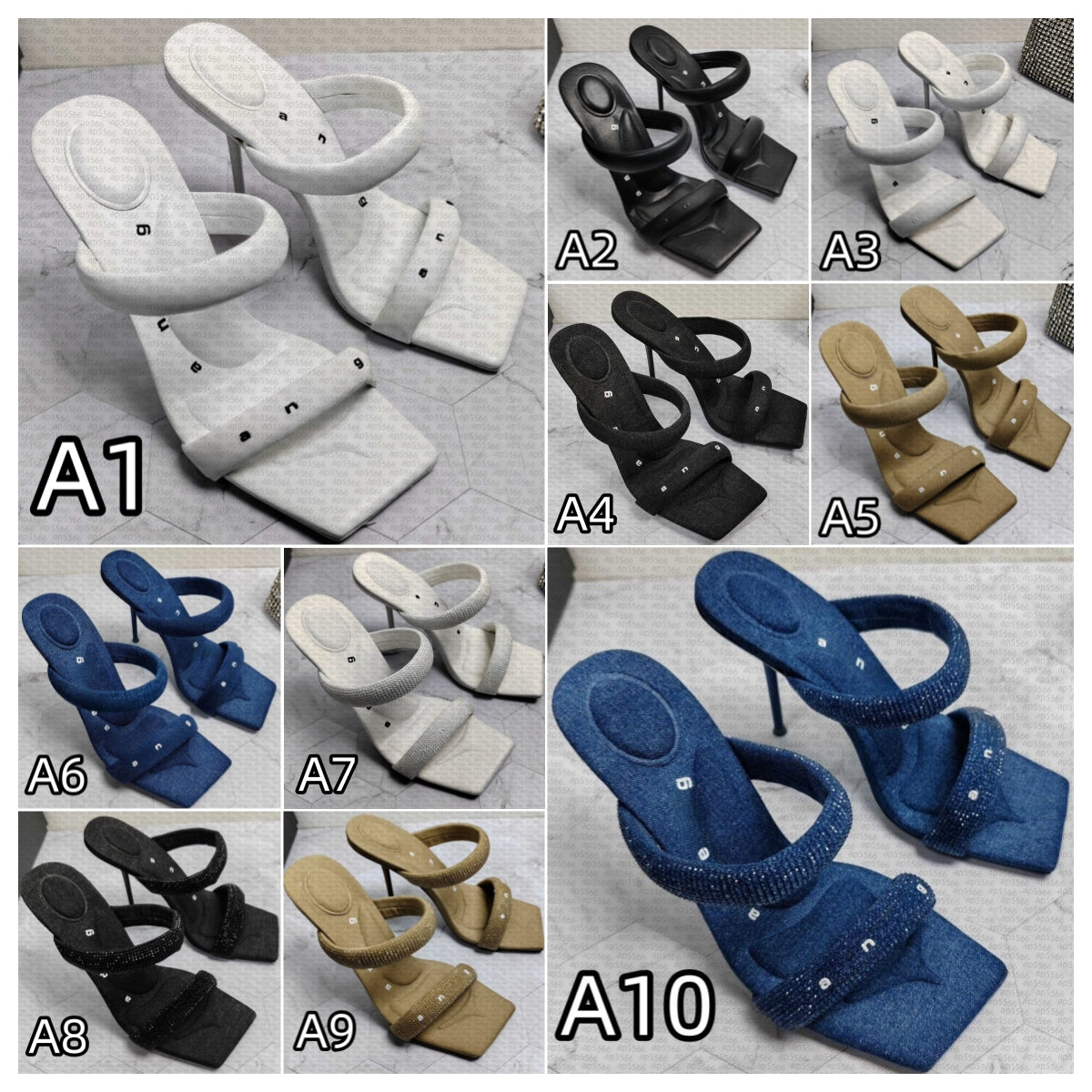 High Heels Designer Sandals Womens Slippers Luxury denim blue White Black Brown Classics Slides Leather Women Sandal With Box