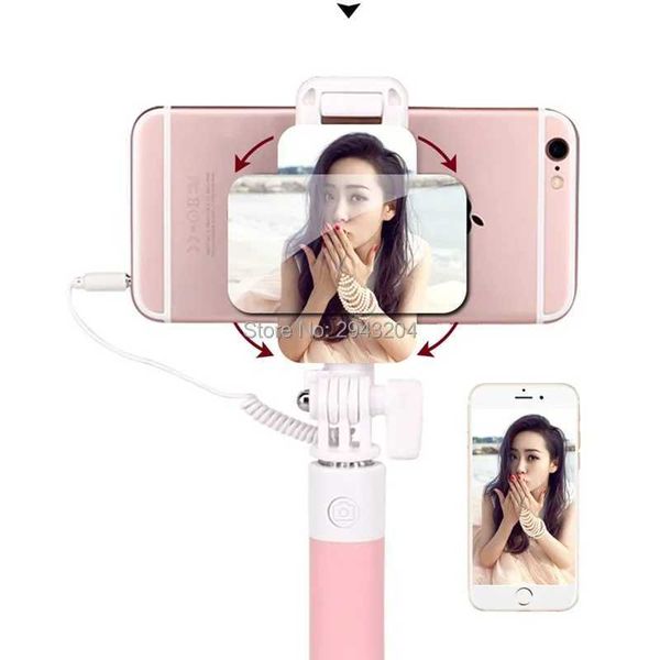 2pcs-lot New Selfie Stick with 360 Degree rotation and Rear Mirror Extendable Monopod for iPhones Android Smart PhonesM240719