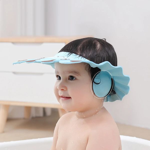 born Shampoo Shield Head Cover Shower Cap Hair Wash Ear Protection Infant Child Cartoon Bath Safe Cap Visor Bathing Protect 241227