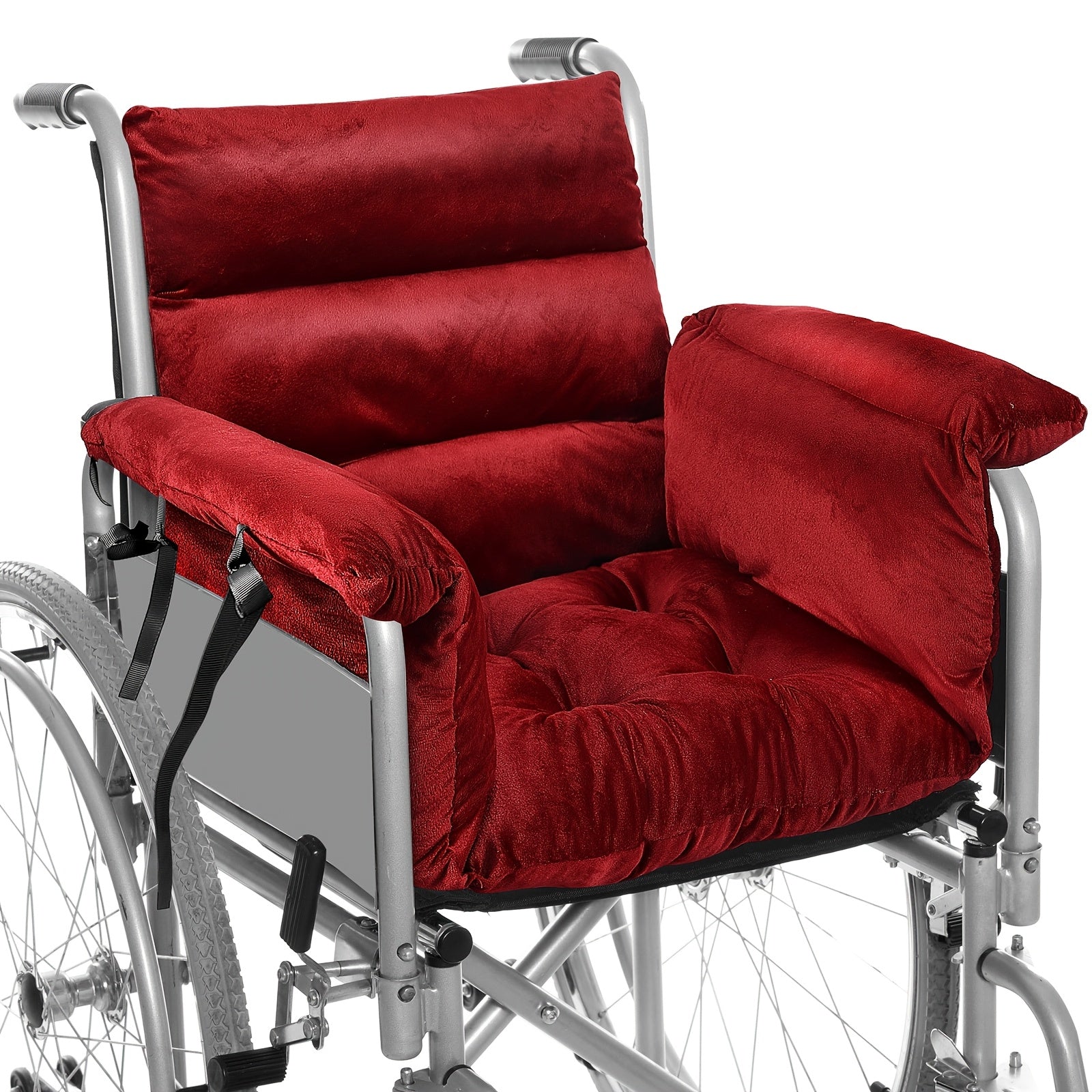 TEMU Wheelchair Cushion Wheelchair Seat Cushion With Straps Recliner Cushion Suitable For 18 Inches Wheelchair Armrest And Supports (burgundy)