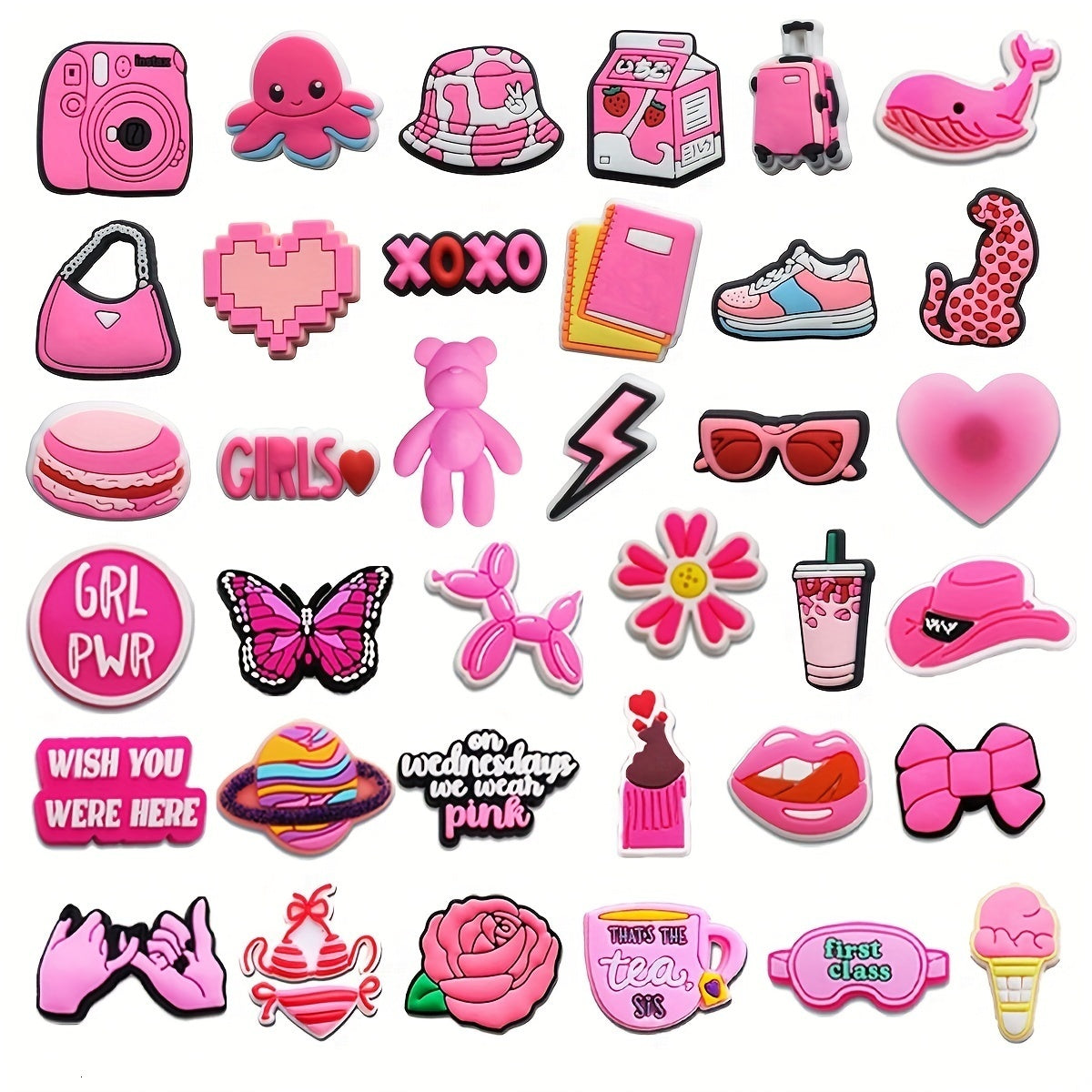 Shoe Parts Accessories Lot of Pink Charms for Bubble Slides Sandals PVC Decorations Christmas Birthday Gift Pa 230926