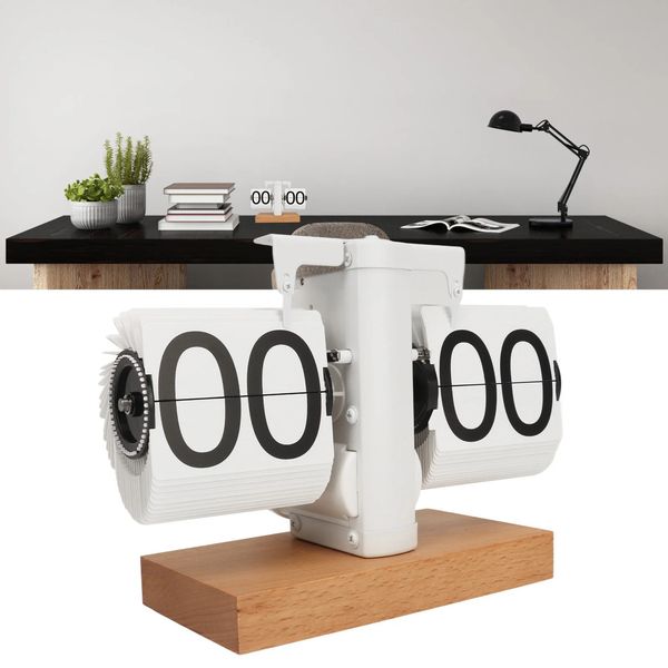 Auto Desk Clock Automatic Digital Clock Minimalist Vintage Auto Table Clock for Home Livingroom Office Clock 241113